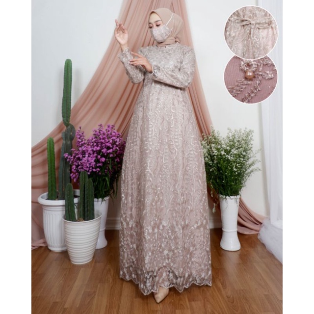 ( COD ) TERLARIS Gamis Pesta terbaru/ Dress butik mewah/ Dress Kebaya muslim/Dress murah/Dress Kekin
