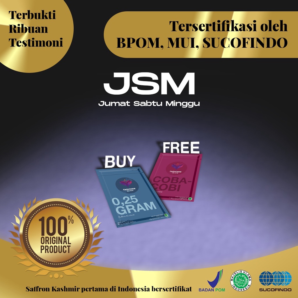 [PROMO JSM] Taqychan saffron 0,25 gram saffron Kashmir premium taqychan saffron by taqy malik