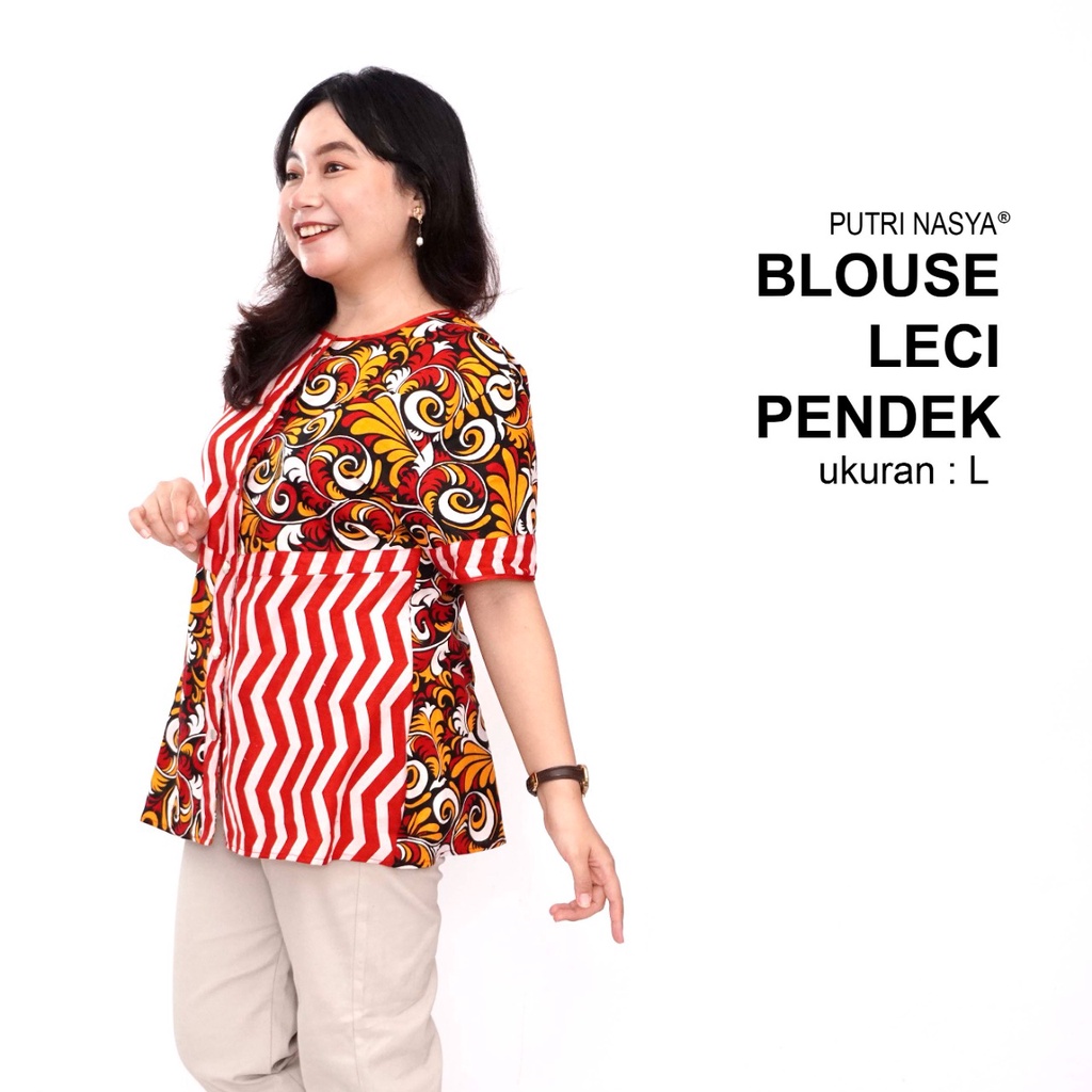 Blouse Big Size LD 140 Wanita Atasan Batik Jumbo S-M-L-XL-2L-3L-4L-5L-6L-7L Model Blus Jumbo Kerja Batik / Blus Batik Big Size Formal / Pakaian Batik Kantor Kekinian Seragam Kerja