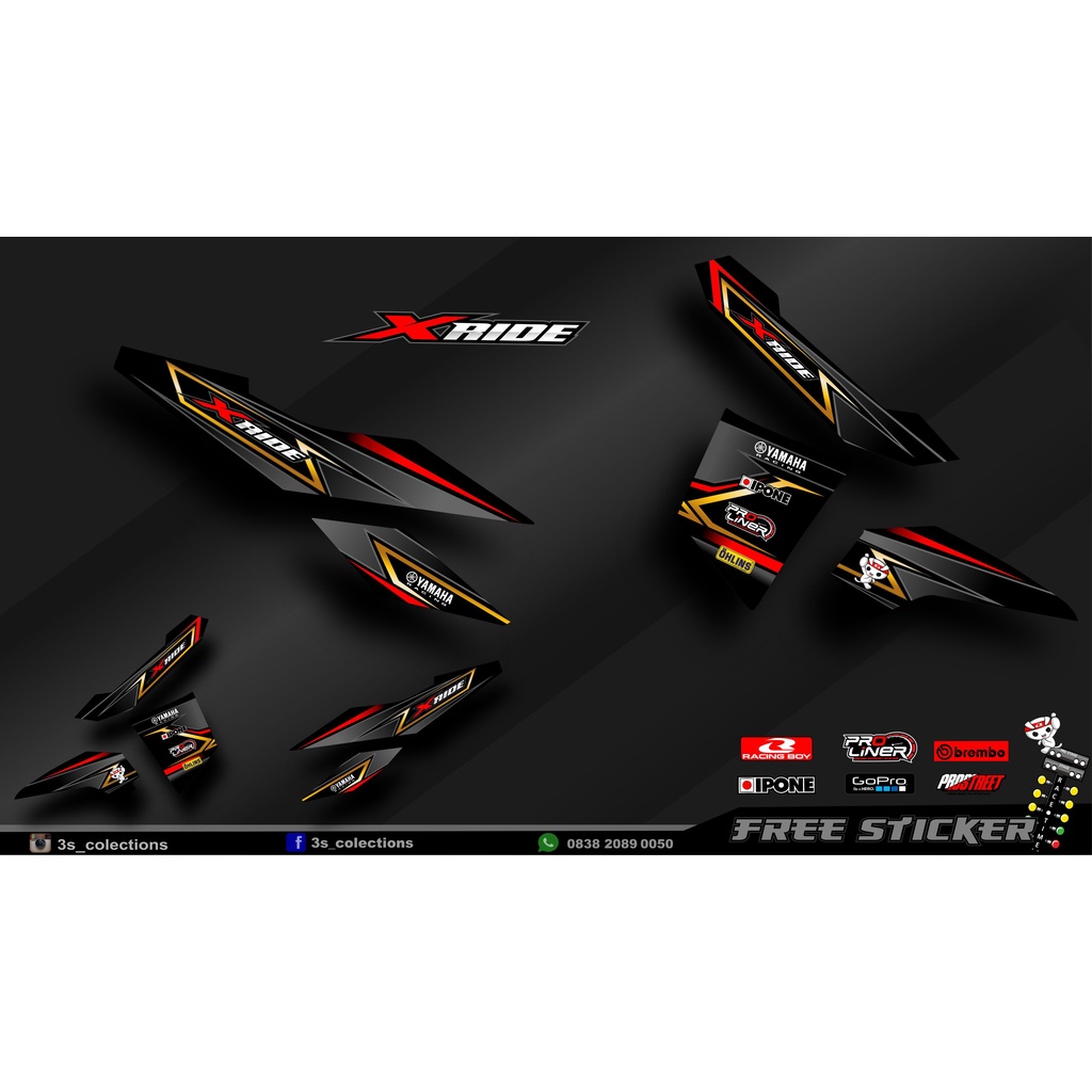 (cod) stiker motor - striping x ride - motor yamaha - motor - x ride 115 - sticker variasi - Racing