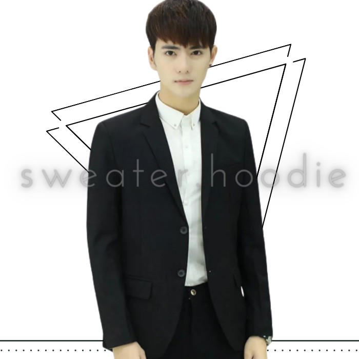 Jas Blazer Pria Casual Jas Pernikahan High Quality Hitam Premium SlimFit Polos Hitam Original Murah