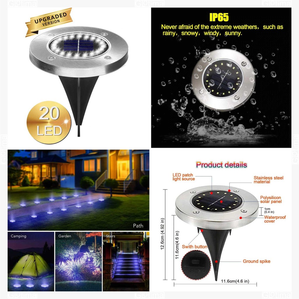Lampu Lantai Tanam Taman Outdoor Solar Tenaga Surya Waterproof LED Tancap