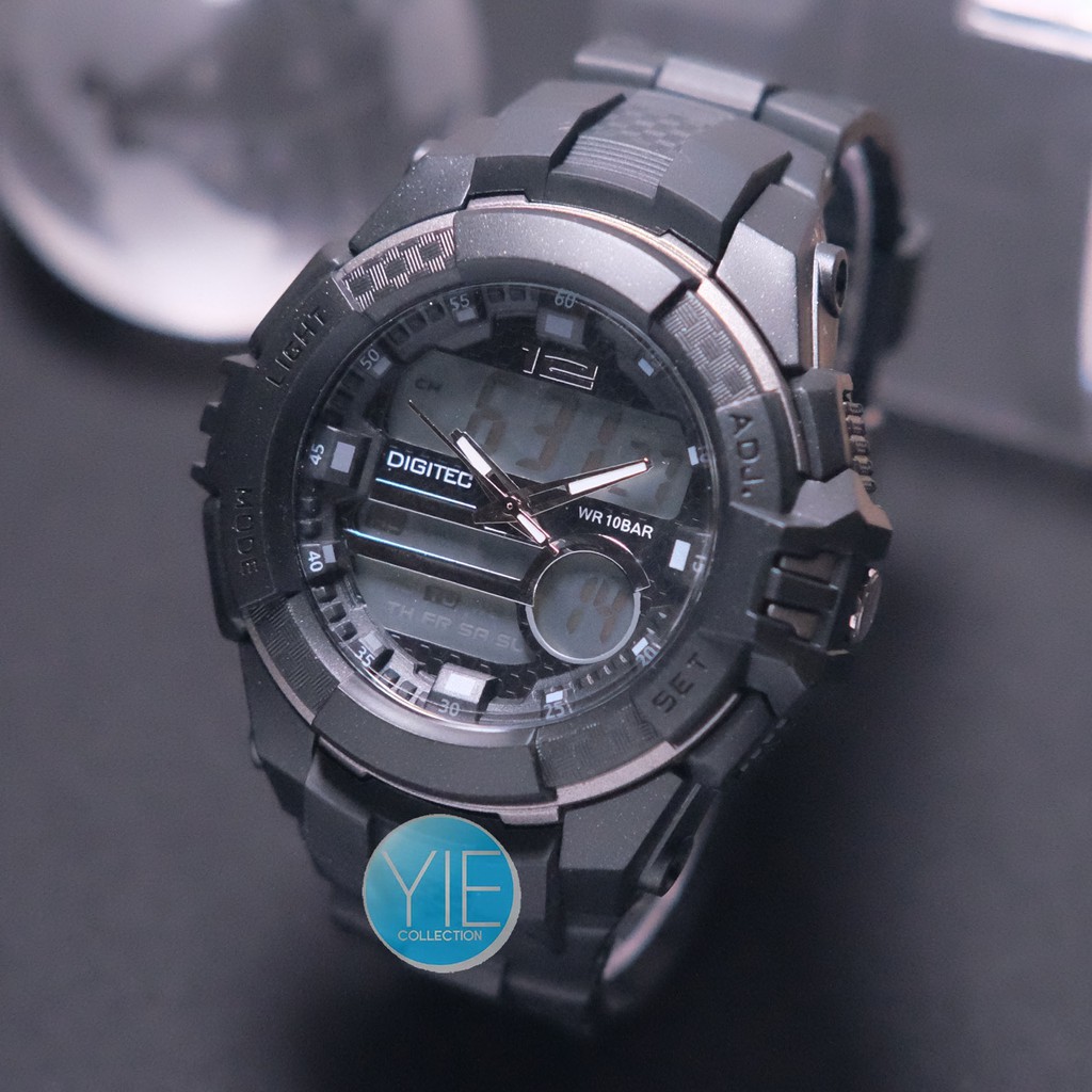 Jam Tangan Pria Digitec DG 3012 T Triple Time Original Anti Air - Hitam