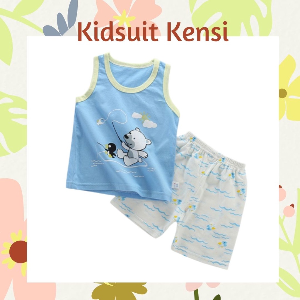 Plazababyku KIDS SUIT KENSI Setelan Anak Bahan Kaos Lengan + Celana Berkualitas Import 0-3 Tahun ebv