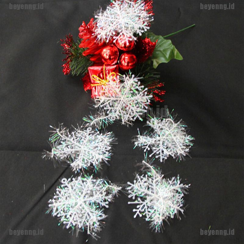 6 pcs Ornamen Gantung Desain Snowflake Warna Putih Untuk Dekorasi Pohon Natal