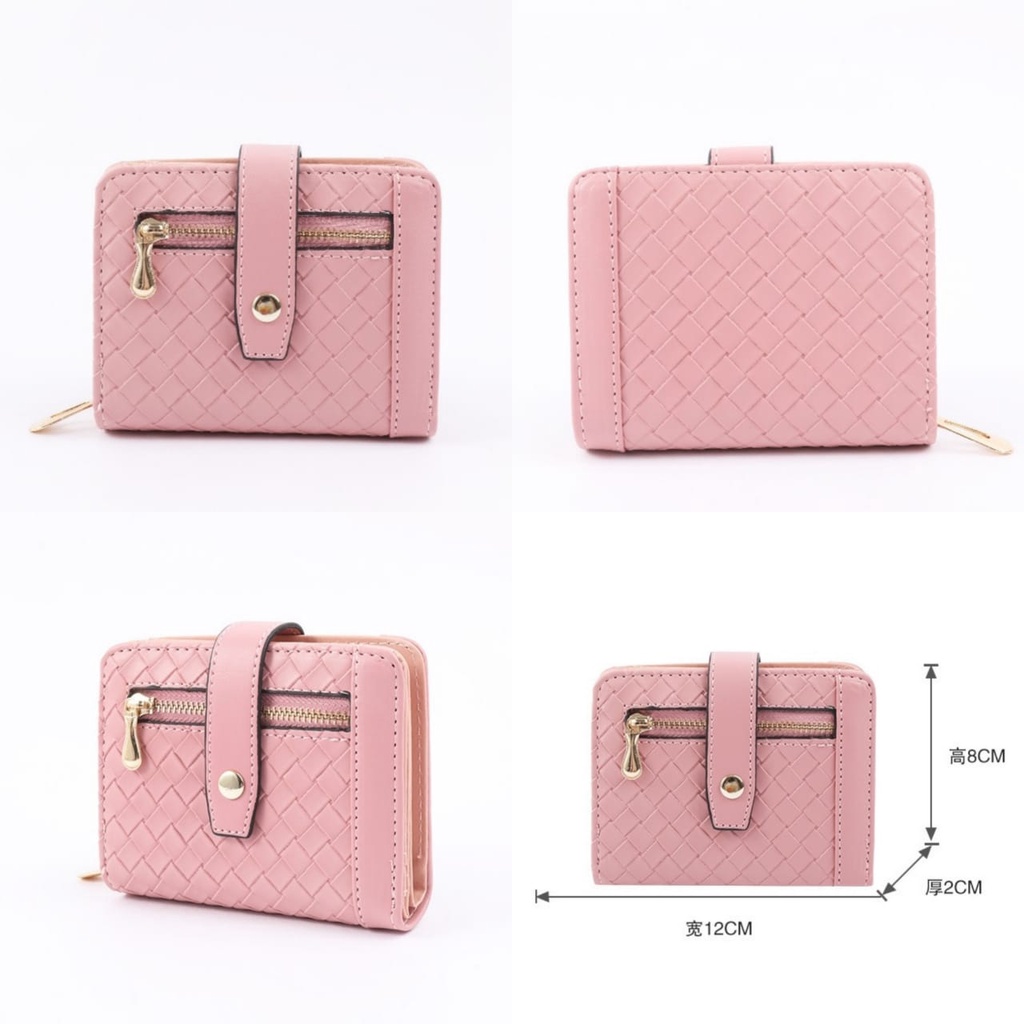 DOMPET LIPAT WANITA KECIL IMPORT KULIT ANYAMAN ERNEST MINI SLOT KARTU PENDEK UANG KOIN PREMIUM KOREA