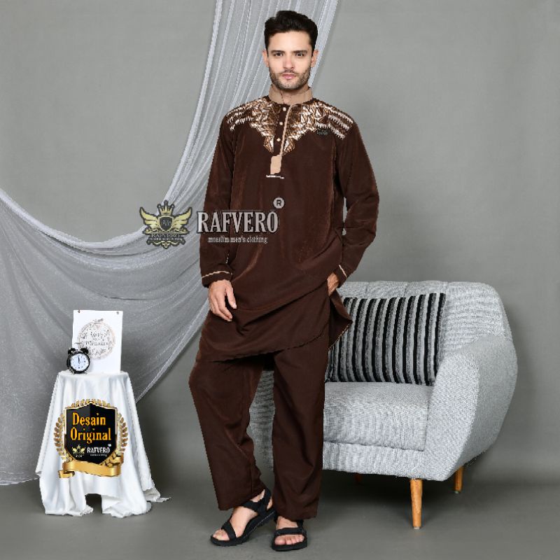 Setelan Baju Muslim Al- Ghazza ORIGINAL RAFVERO - setelan Baju Qurta