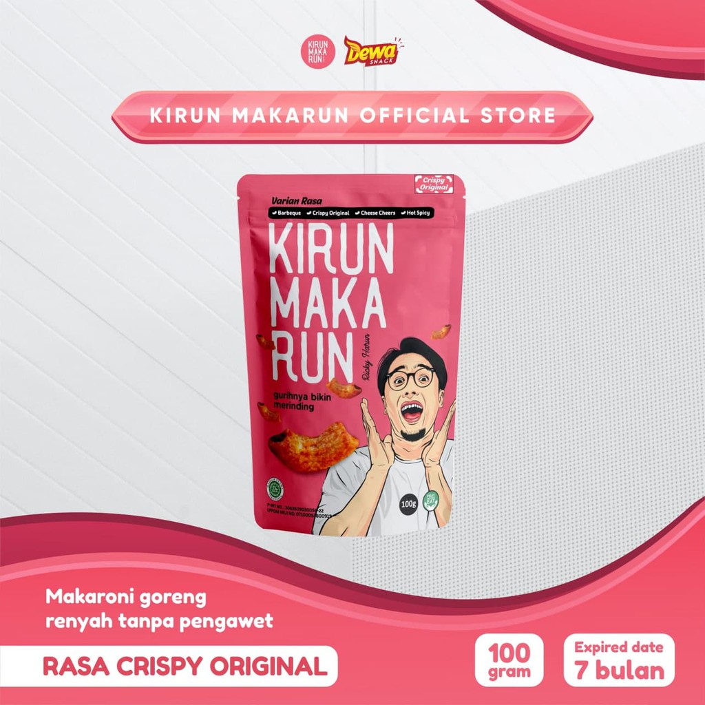 

Kirun Makarun | Makanan Ringan | Makaroni Bantet Kirun Makarun Varian Rasa Crispy Original 100gr