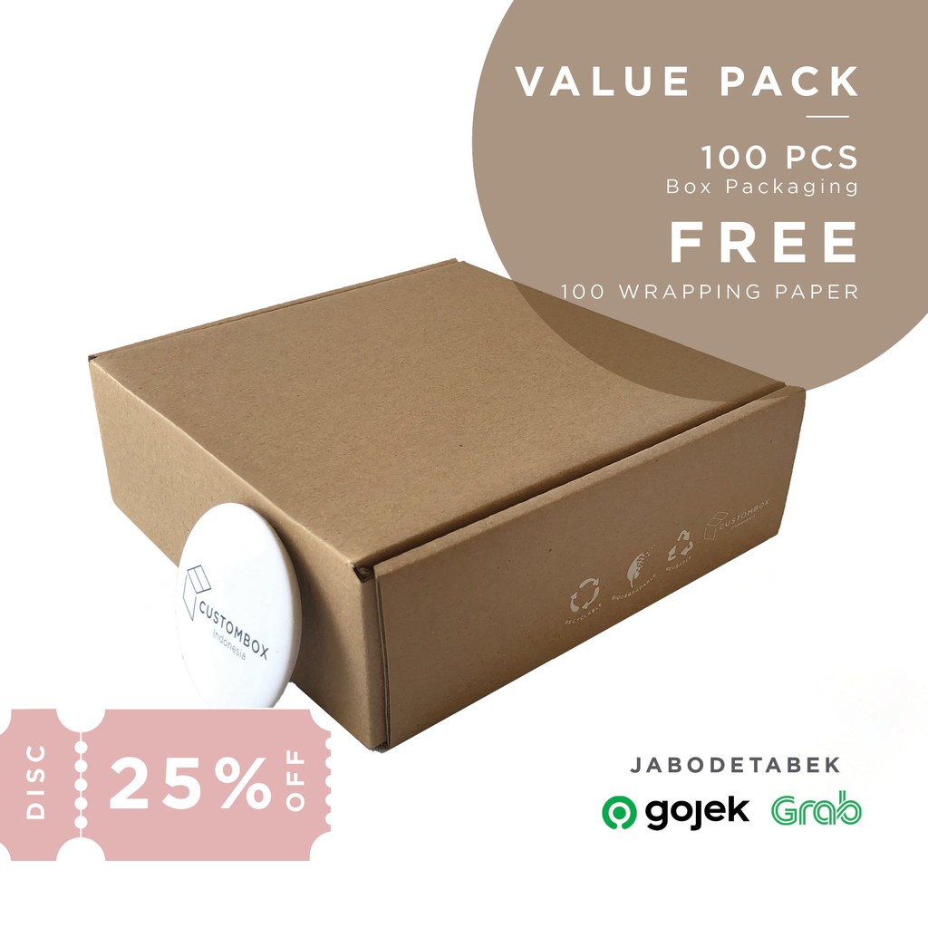 

100 Pcs Kardus Kotak(15.0x15.0x5.0 cm) Kemasan | FREE Wrapping Paper