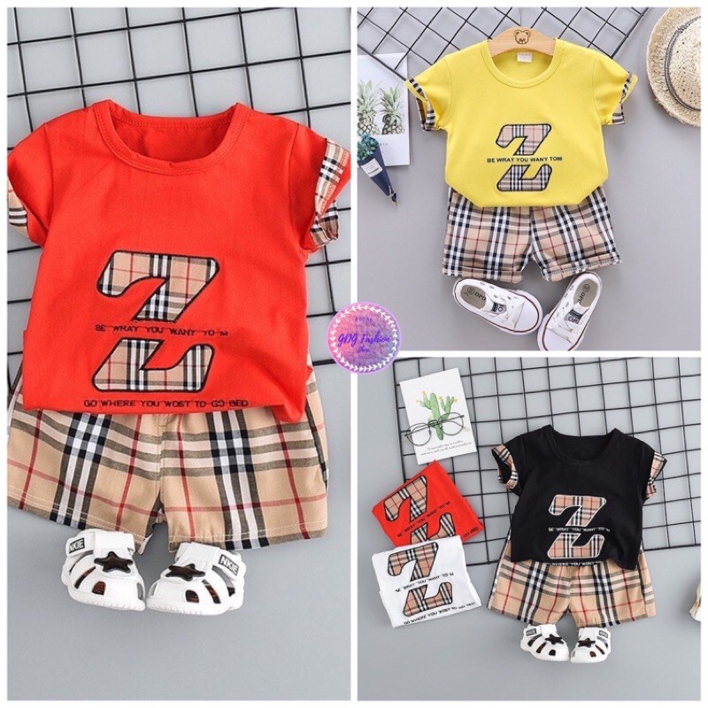 Baju Anak Balita Import Laki Laki Setelan Celana Pendek Umur 1 2 3 Tahun