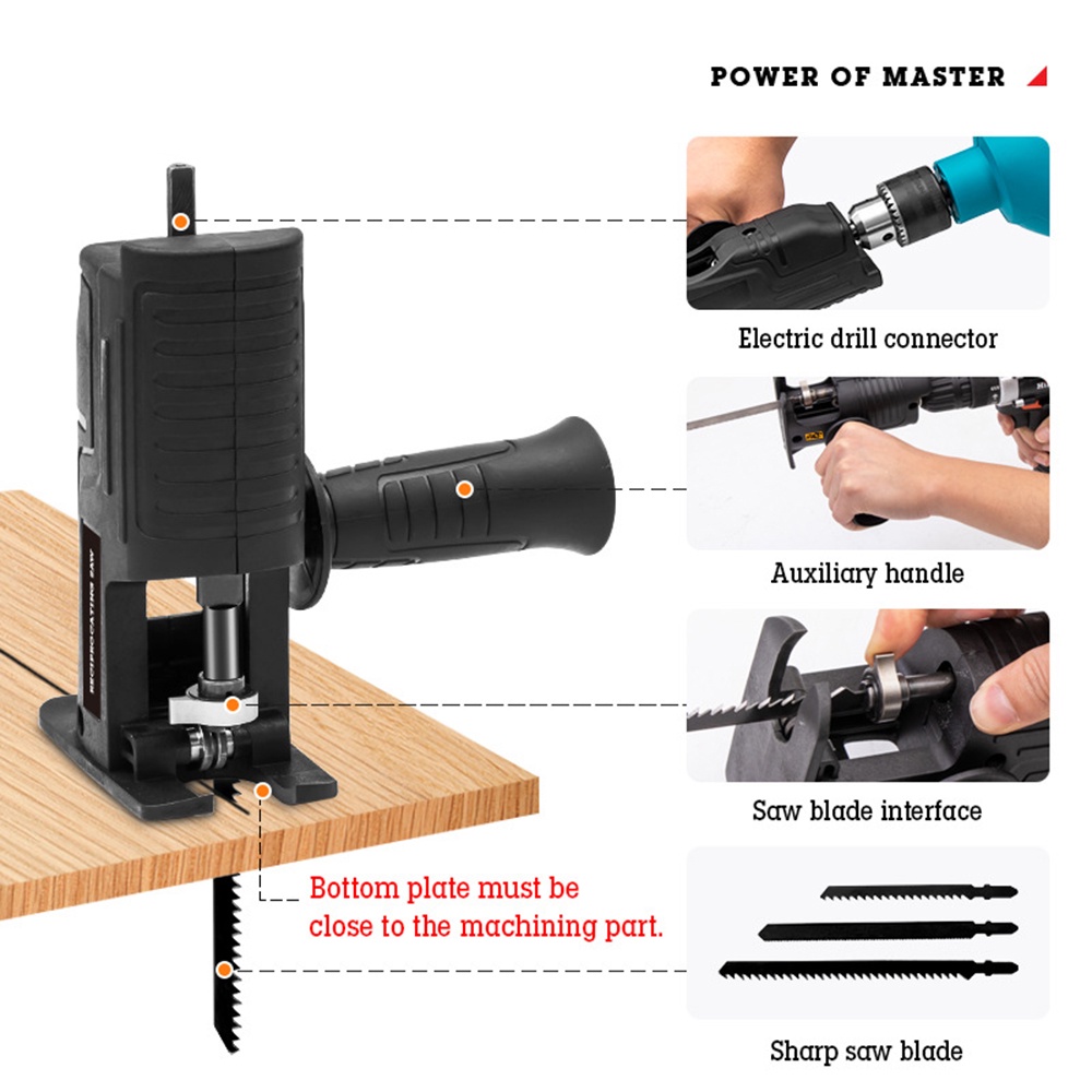 COOFARI Gergaji Mesin Adapter reciprocating Jigsaw / tambahan jig saw mesin bor tangan Gergaji Konektor Mesin Bor Jadi Gergaji Kayu besi