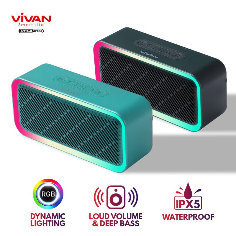 SPEAKER PORTABLE BLUETOOTH 5.0 TWS VIVAN VS6 RGB Lighting Effects Waterproof IPX5 - ORIGINAL 100%