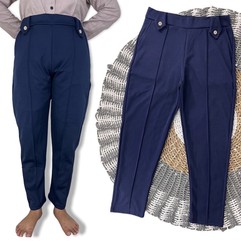 CELANA WANITA PANJANG POLOS HITAM JUMBO BIG SIZE PINGGANG KARET SCUBA HIGHWAIST CELANA KANCING BAWAH PENSIL CELANA KERJA MURAH LEGGING MELAR