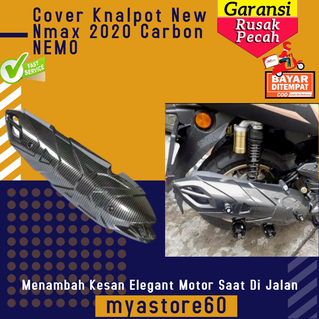 Cover Tutup Knalpot New Nmax 2020 Carbon NEMO / Pelindung Knalpot Nmax Variasi Nmax Aksesoris Nmax