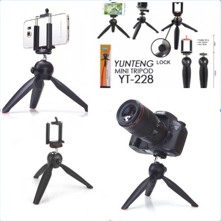 Tripod YUNTENG YT-228 Mini Tripod Rotary 360 + Bonus Holder Tongsis