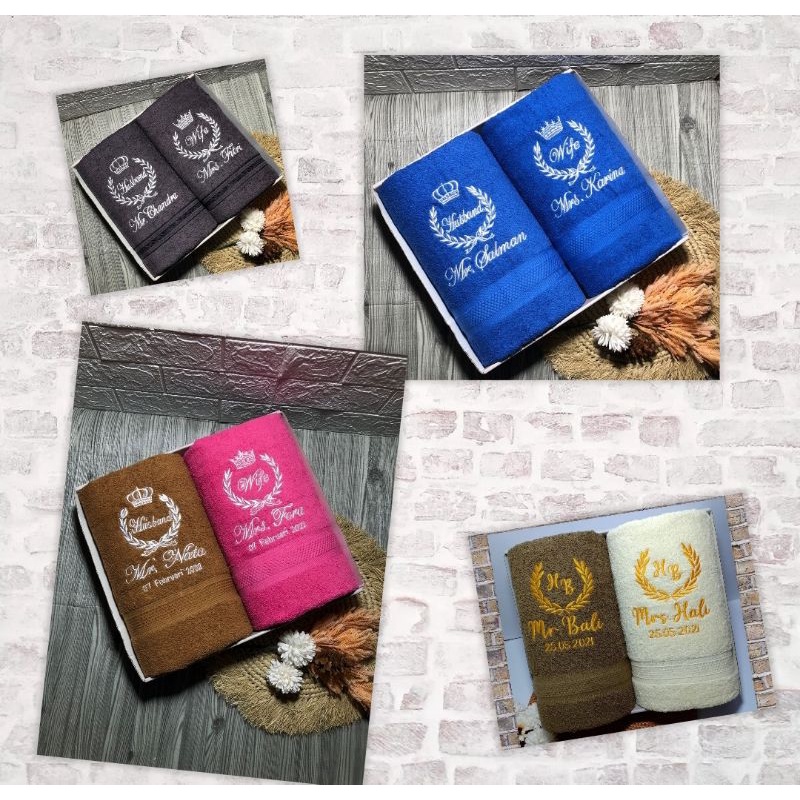 satu handuk bordir handuk pernikahan gratis bordir