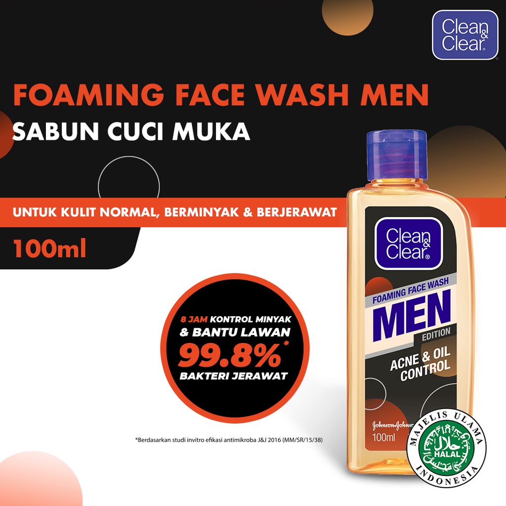 Clean &amp; Clear Foaming Face Wash 100ml - Sabun Muka Pria