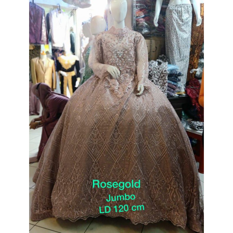 Gaun Pengantin Jumbo Rosegold, Moca, Ungu Taro, Baby Blue