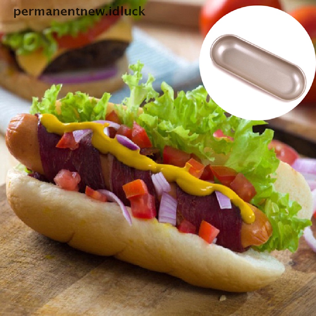 1 Pc Cetakan Roti Hot Dog Bentuk Oval Ukuran 7 Inch Anti Lengket