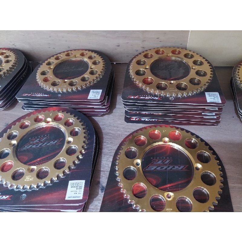 Gear set KLX D traker 150 , KLX BF  428 gir depan belakang rantai warna gold Ride it