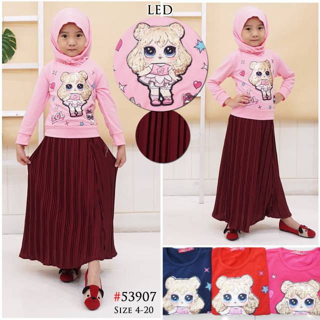 GROSIR SETELAN ROK PLISKET LED CATHERINE KIDS