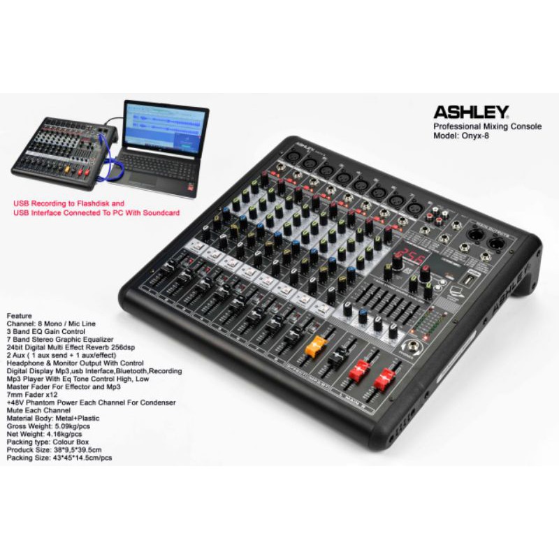 Mixer audio ASHLEY ONYX8 ONYX8 ORIGINAL Ashley Onyx 8 interface