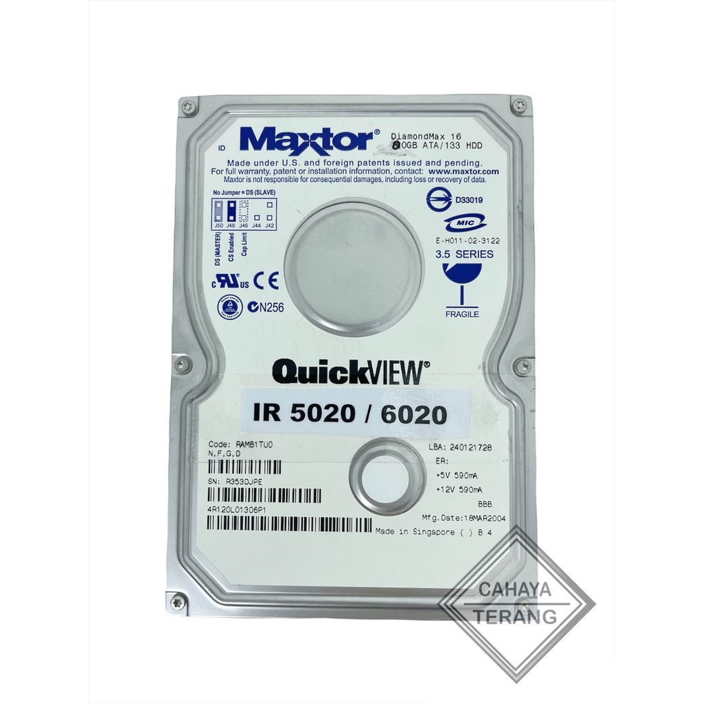 Hard Disk Mesin Fotocopy Canon IR 5020 6020 Siap Pakai