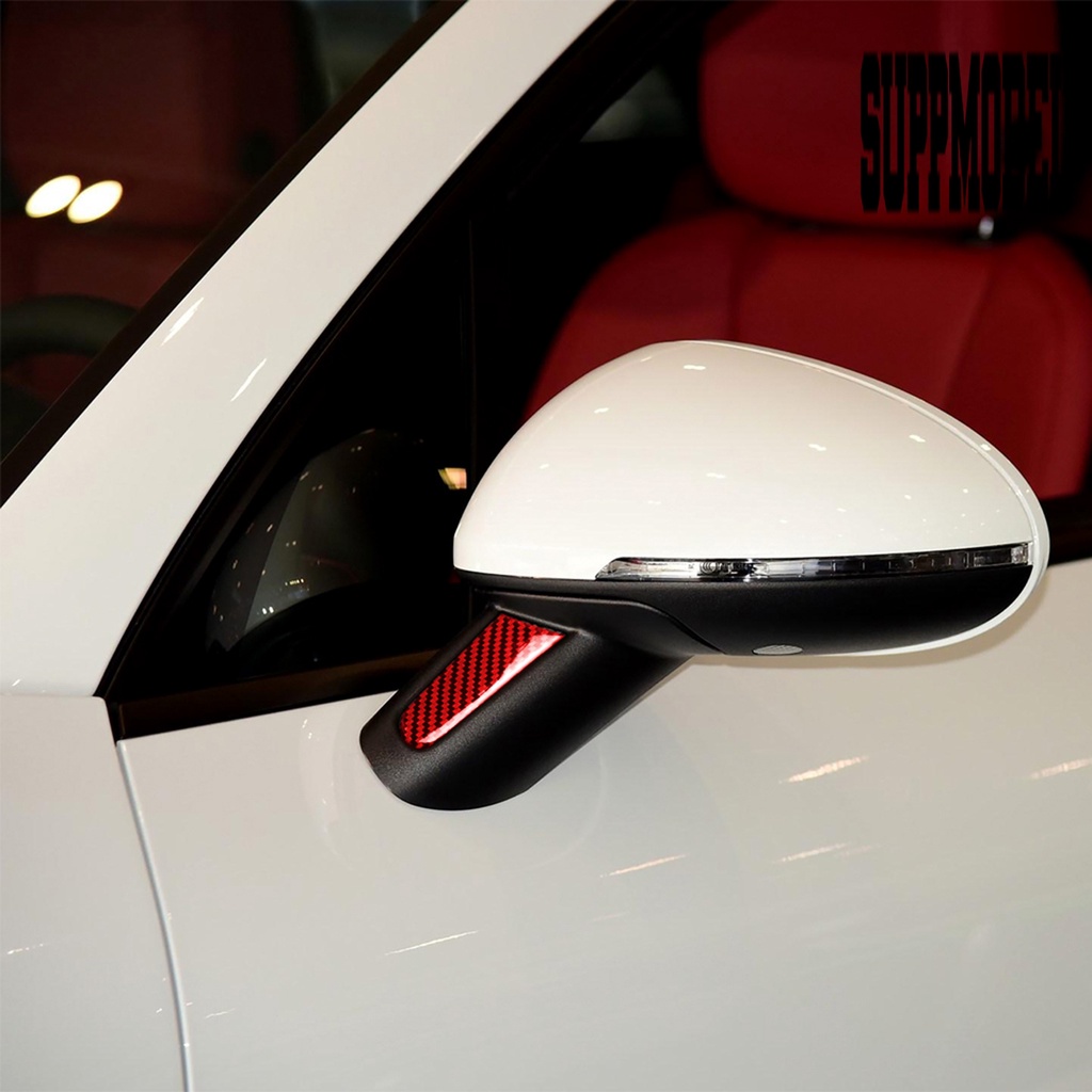 2pcs Cover Kaca Spion Mobil Anti UV Bahan Carbon Fiber Warna Merah Untuk Porsche Macan 2014-2021