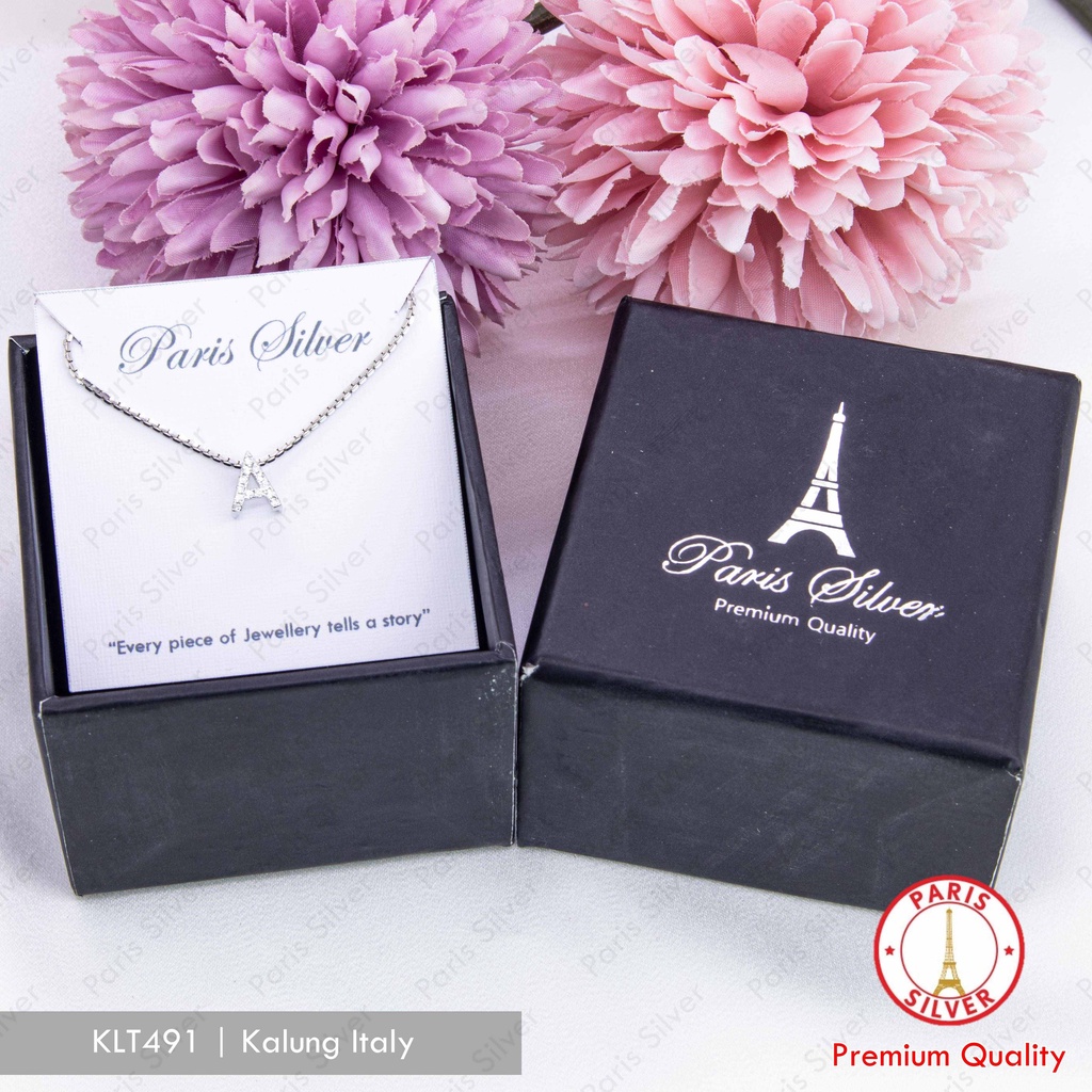 Kalung Inisial Nama Perak Asli Silver 925 Lapis Emas Putih Liontin Huruf Angka Model Artis Nagita