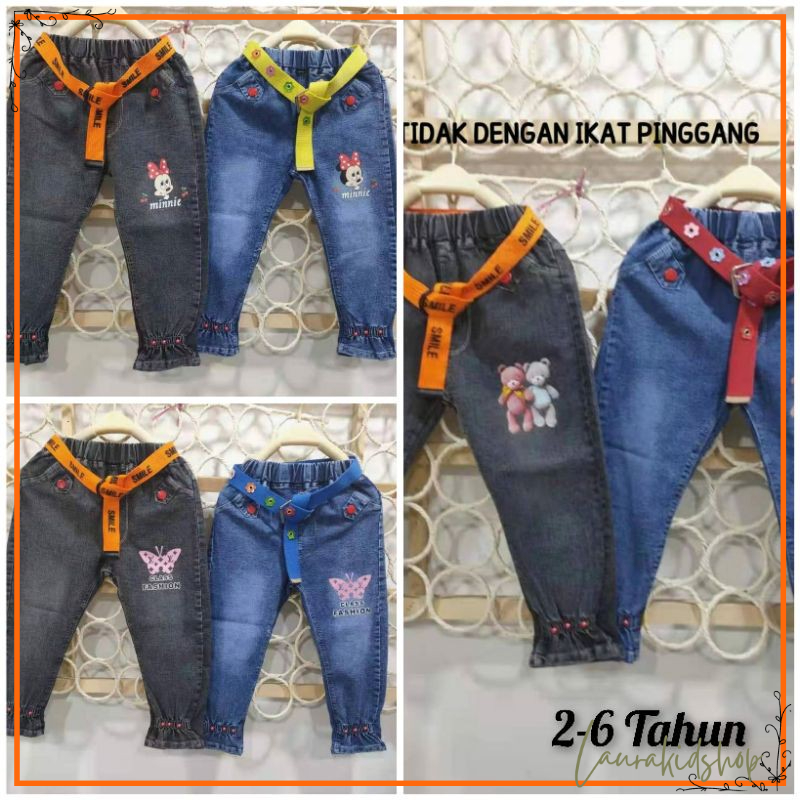 Celana Jeans Jogger Anak Perempuan Mutiara Import Premium 2 - 6 Tahun