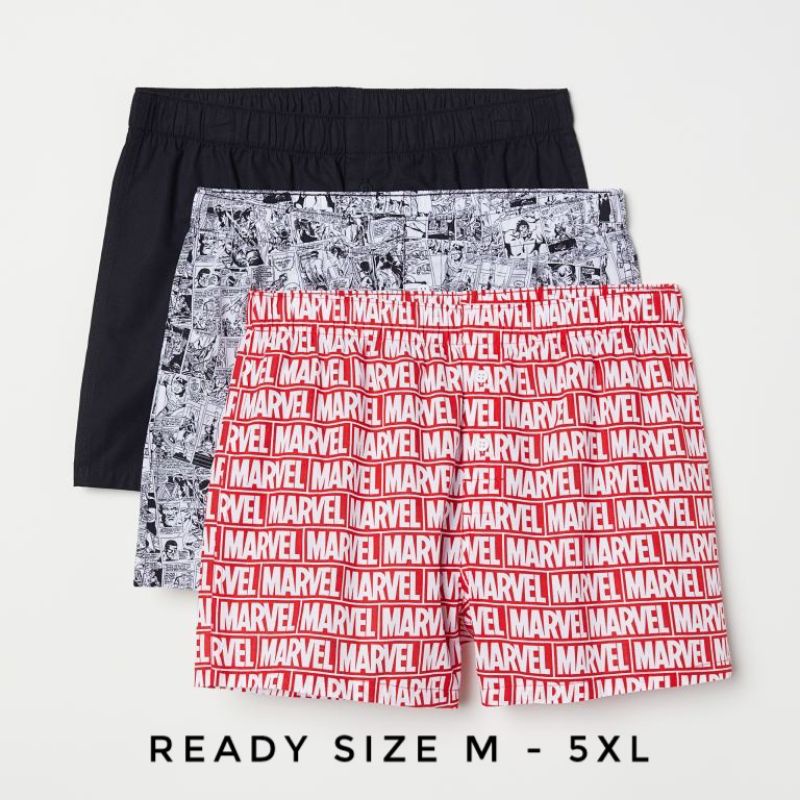 Celana Boxer Pria Motif Marvel Bahan Baby Terry