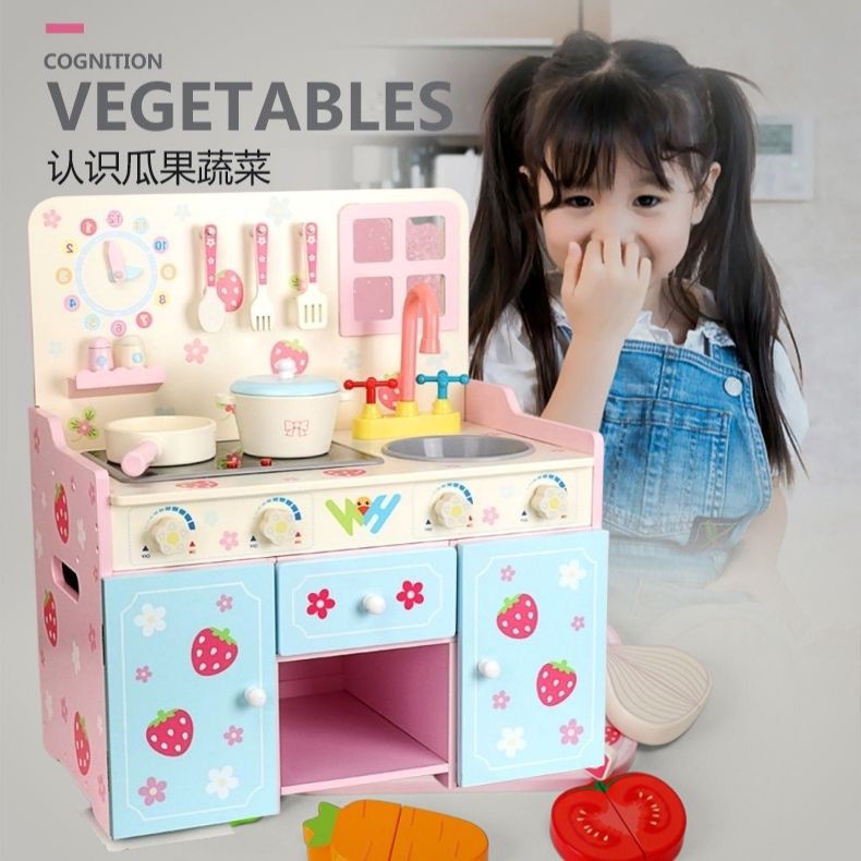 Jual Mainan Dapur Strawberry Kitchen Set Girls Food Pretend Play Wooden Toy Shopee Indonesia