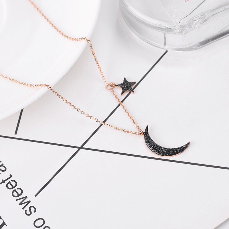249# Kalung titanium lapis Emas Model Langit Bulan & Bintang Rosegold
