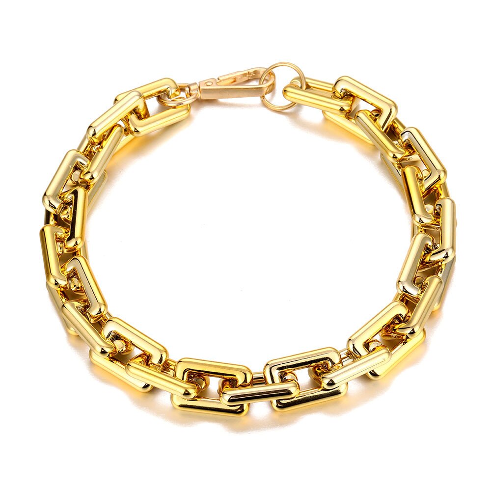 Kalung Choker Rantai Tebal Gaya Punk Vintage Warna Gold Untuk Wanita