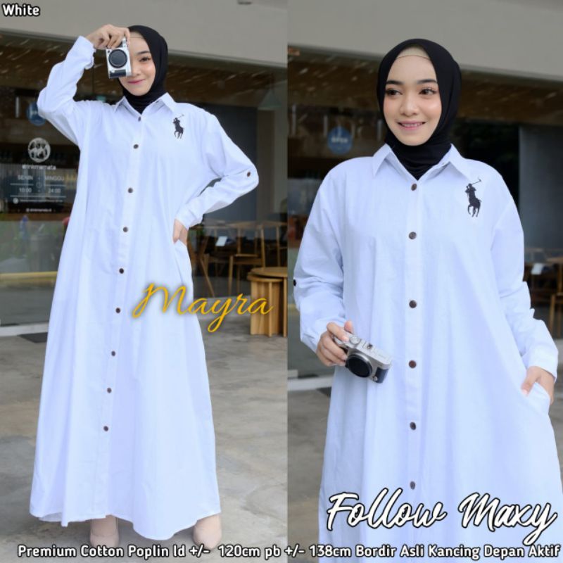 FOLLOW MAXY LD 120 GAMIS KATUN POPLIN JUMBO BORDIR ORIGINAL TERBARU 2022