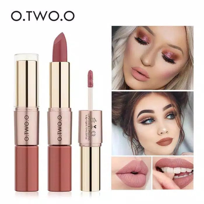 ✅100%ORIGINAL[COD]O.TWO.O (2 in 1) Lipstick Matte and lip gloss 12 Warna