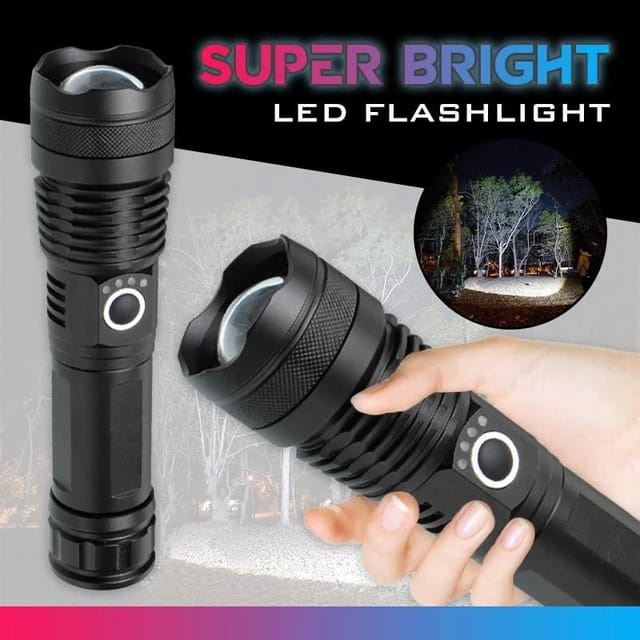 Senter LED Super Terang Long Range Zoom USB Rechargeable P50