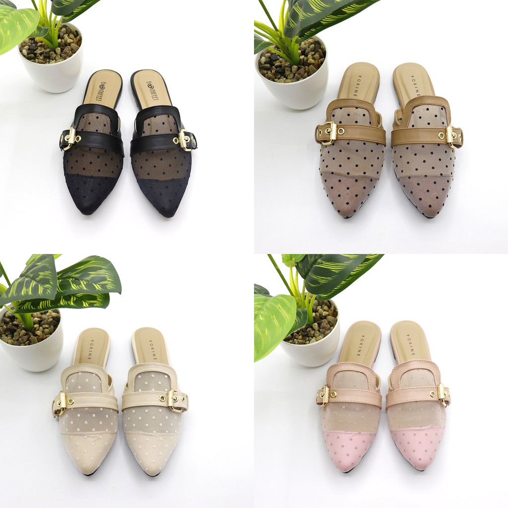 SBM STORE KAILA MULES JARING SEPATU CEWEK FLAT SHOES TEPLEK TERBARU TREND 2023