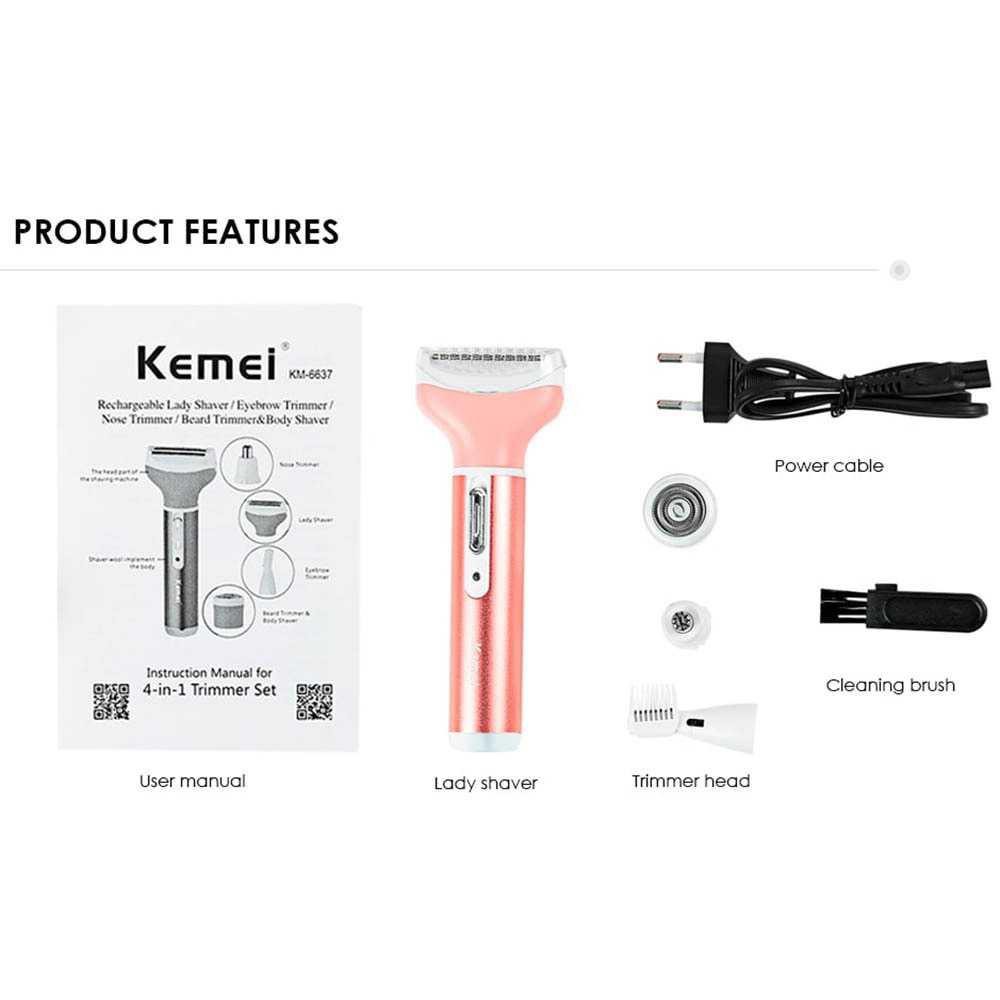 Kemei Alat Cukur Elektrik 4 in 1 Nose Ear Eyebrow Body Trimmer KM-6637