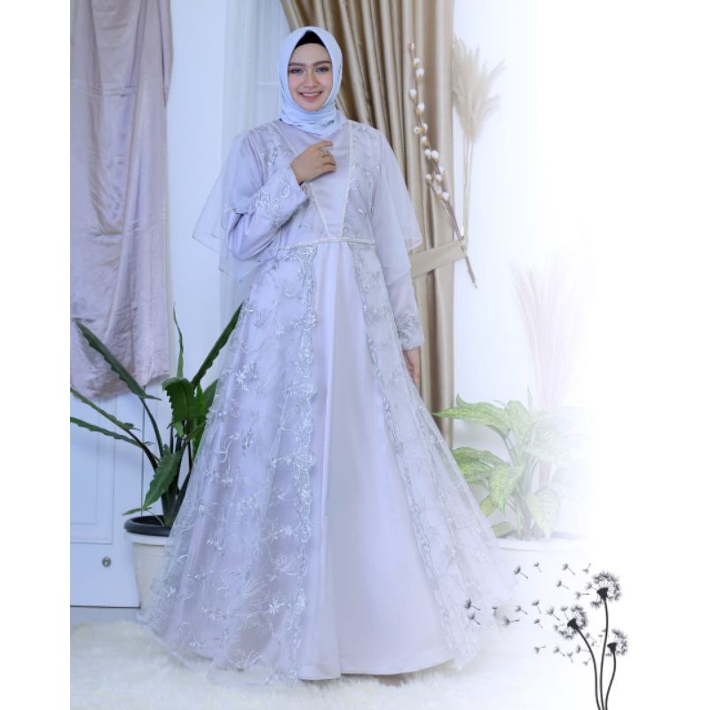 Kebaya Gamis Aureli / Kebaya Gamis Tulle  / Gamis Brokat Pesta / Gamis Kebaya Brokat