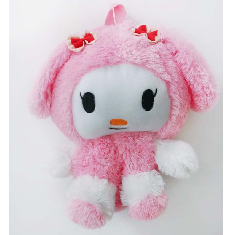 Ransel BULU BESAR MUAT BUKU Mainan Mewah Anime Sanrioed Kartun My Melody Kawaii Lucu Lolita Boneka Plushie Tas Penyimpanan Boneka Lembut Hadiah Ulang Tahun Anak Perempuan