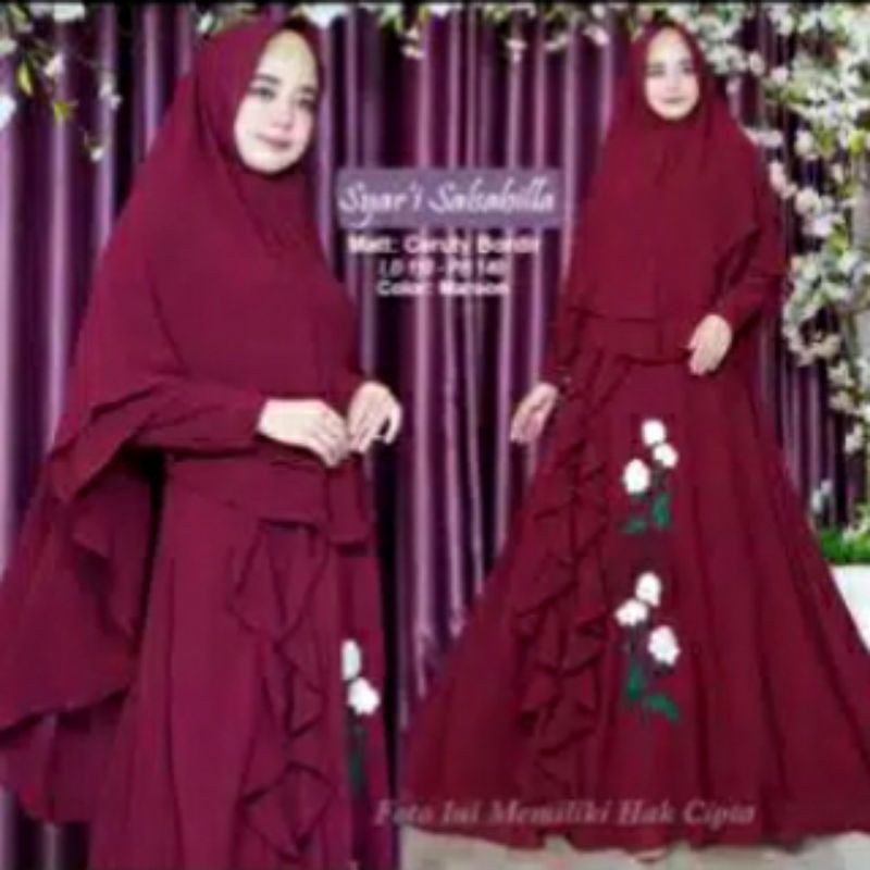 Gamis Pesta  Ceruty Babidoll set khimar