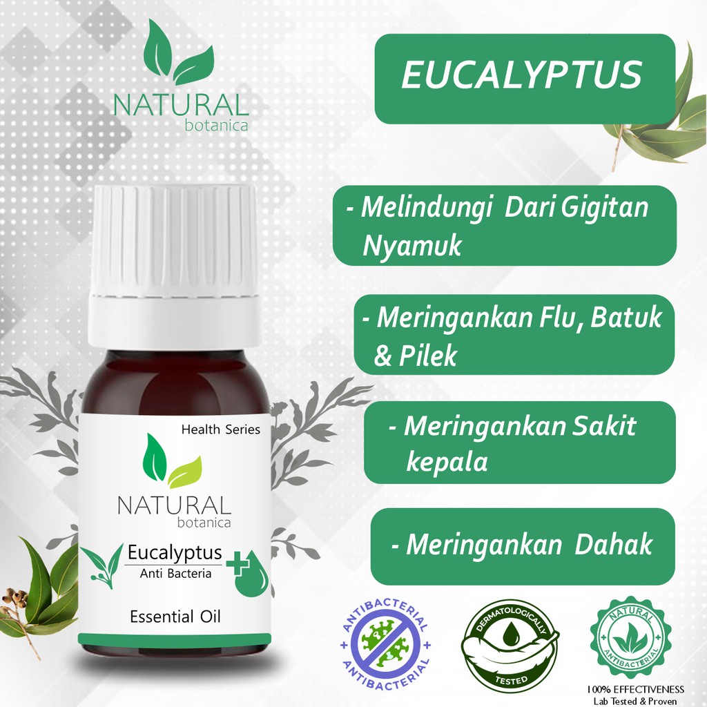 Natural Botanica Eucalyptus Essential Oil Pure Minyak Esensial Ekaliptus Aroma Terapi Diffuser Humidifier