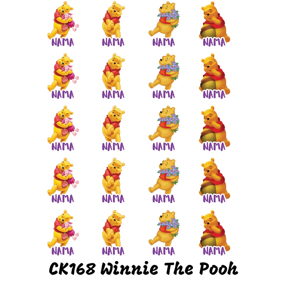 

Sticker Nama Cutting Label Waterproof Tahan Air Winnie the Pooh CK168