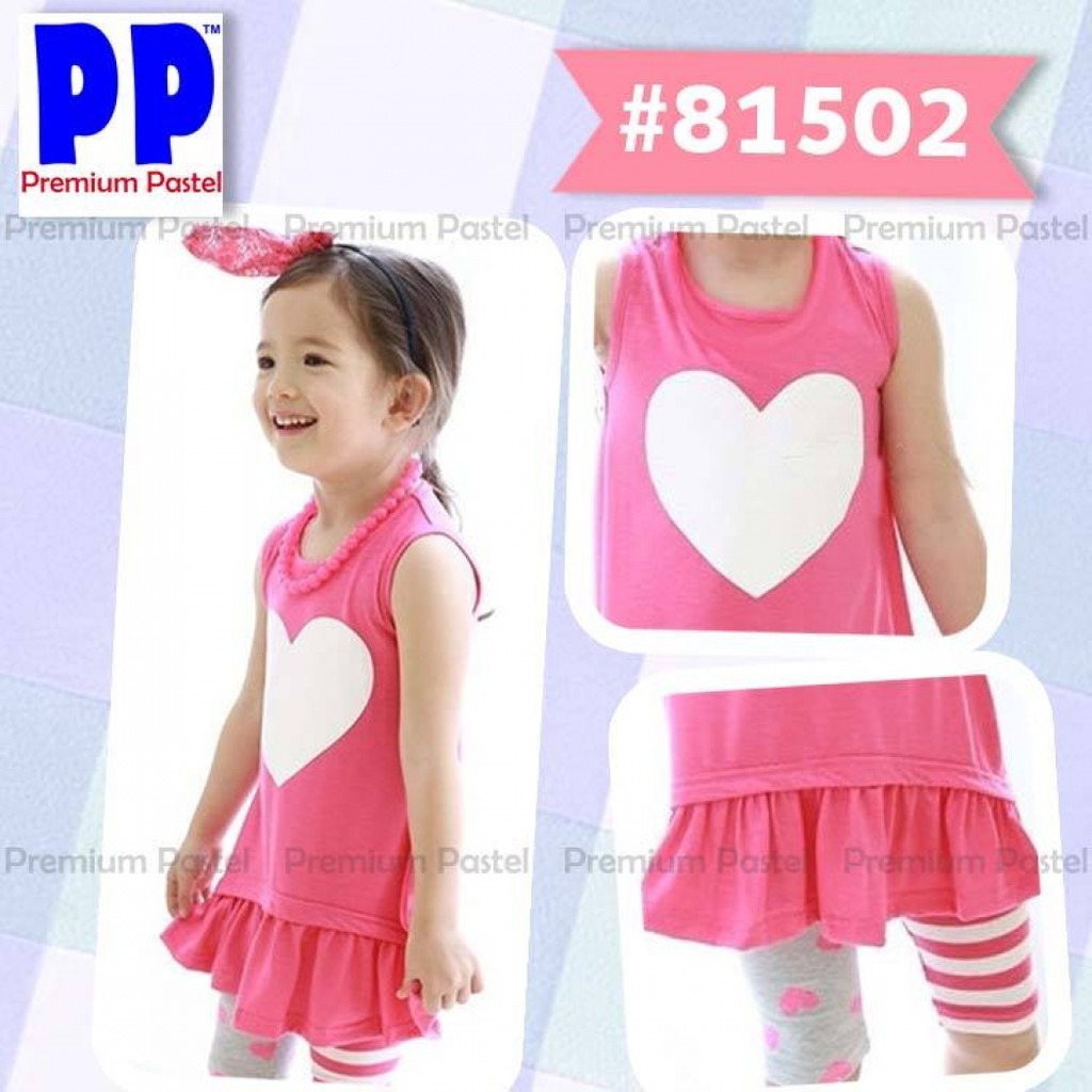 setelan anak perempuan - set heart pink PP 81502