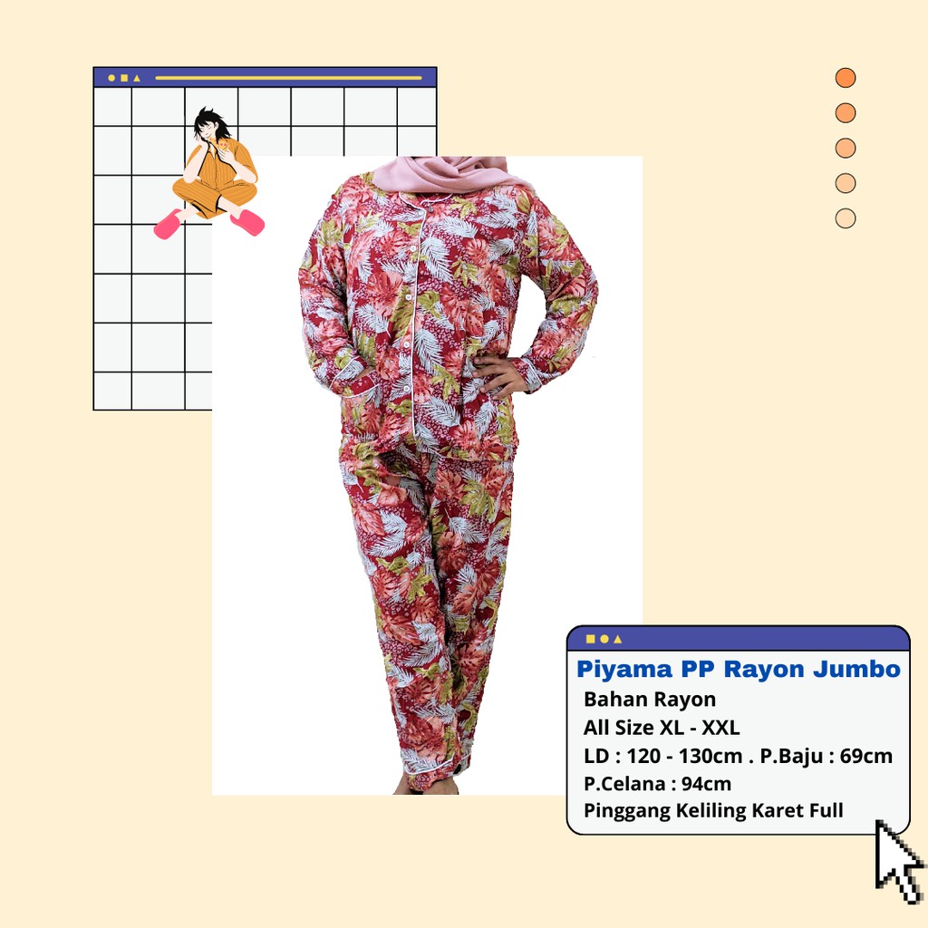 Grosir Piyama Wanita / Piyama Rayon / Piyama Jumbo Rayon / Piyama Halus / Panjang Pendek