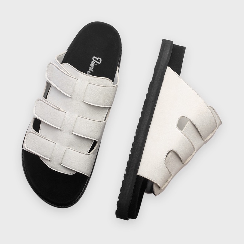 CHAMBER WHITE |ManNeedMe x GFLAMES| Sandal Jepit Pria Casual Sendal Slide ORIGINAL