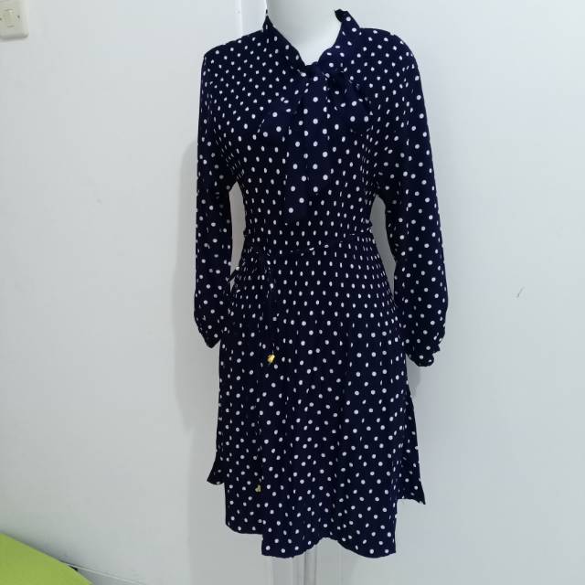 (DP) Dress plisket polkadot/lembut