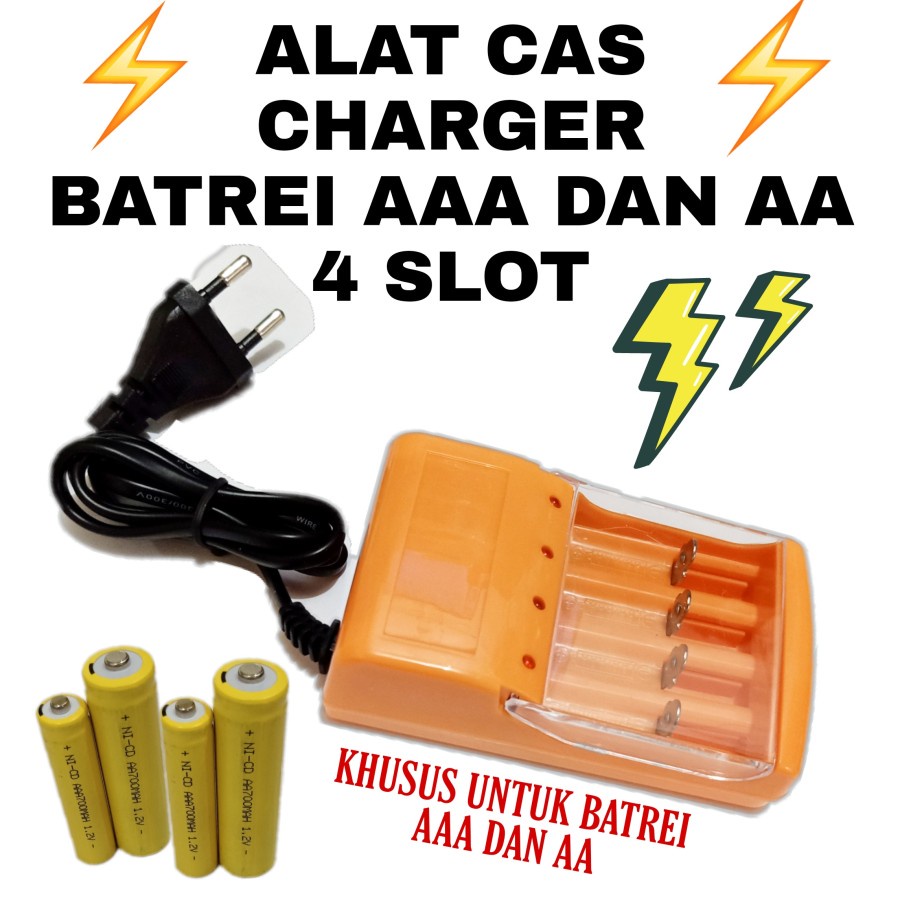 CHARGER BATERAI AA AAA 4 SLOT RECHARGEABLE BATTERY CASAN 4 SLOT A2 A3 1,2 volt murah