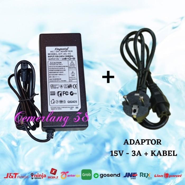 Adaptor Dc 15V 3A + Kabel Power Ac Switching Psu Adapter 15 V 3 A